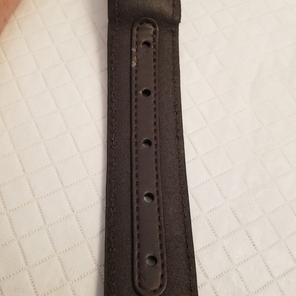 Mens Belt Braided  Bonded Leather Brown Size 50/126 Silver Colored Buckle - Picture 4 of 9